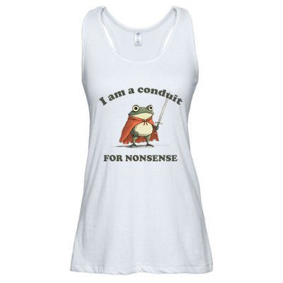 I Am A Conduit For Nonsense Funny Frog Ladies Essential Flowy Tank