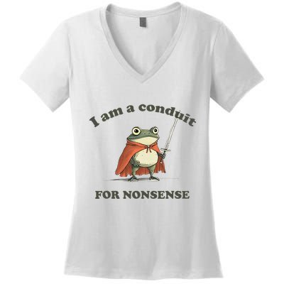 I Am A Conduit For Nonsense Funny Frog Women's V-Neck T-Shirt