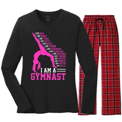 I Am A Gymnast Motivation Handstand Gymnastics Women's Long Sleeve Flannel Pajama Set 