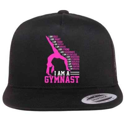 I Am A Gymnast Motivation Handstand Gymnastics Flat Bill Trucker Hat