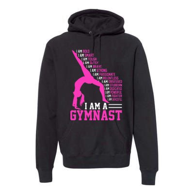 I Am A Gymnast Motivation Handstand Gymnastics Premium Hoodie