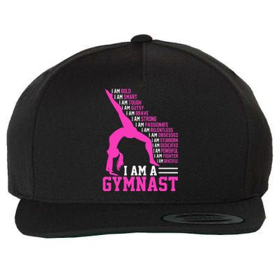 I Am A Gymnast Motivation Handstand Gymnastics Wool Snapback Cap