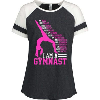 I Am A Gymnast Motivation Handstand Gymnastics Enza Ladies Jersey Colorblock Tee