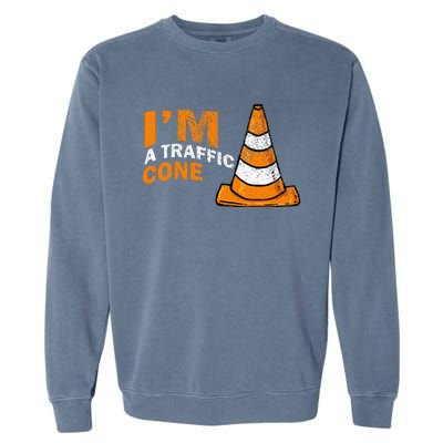 I Am A Traffic Cone Halloween Costume IM Lazy Easy Garment-Dyed Sweatshirt