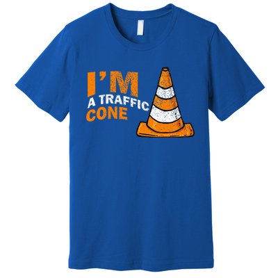 I Am A Traffic Cone Halloween Costume IM Lazy Easy Premium T-Shirt