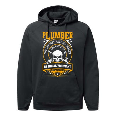 I Am A Plumber funny quote I Can Lay Pipe Performance Fleece Hoodie