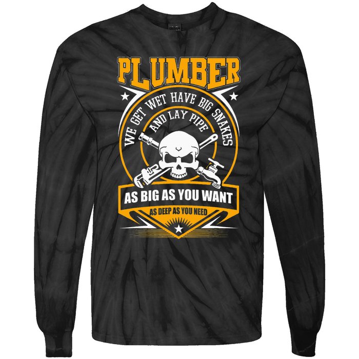 I Am A Plumber funny quote I Can Lay Pipe Tie-Dye Long Sleeve Shirt