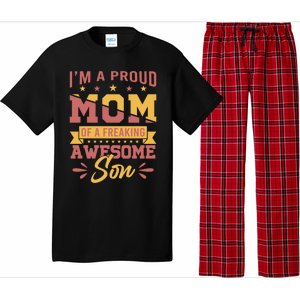 I Am A Proud Mom Of Freaking Awesome Son Gift Mothers Day Gift Pajama Set