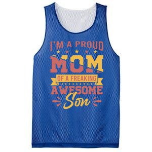 I Am A Proud Mom Of Freaking Awesome Son Gift Mothers Day Gift Mesh Reversible Basketball Jersey Tank