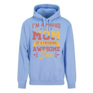 I Am A Proud Mom Of Freaking Awesome Son Gift Mothers Day Gift Unisex Surf Hoodie