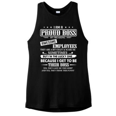 I Am A Proud Boss Of Freaking Awesome Employees Gift Ladies PosiCharge Tri-Blend Wicking Tank