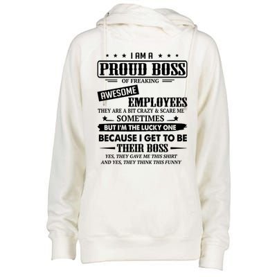 I Am A Proud Boss Of Freaking Awesome Employees Gift Womens Funnel Neck Pullover Hood