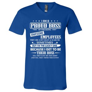 I Am A Proud Boss Of Freaking Awesome Employees Gift V-Neck T-Shirt