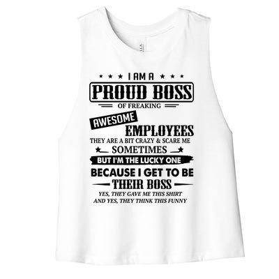 I Am A Proud Boss Of Freaking Awesome Employees Gift Women's Racerback Cropped Tank