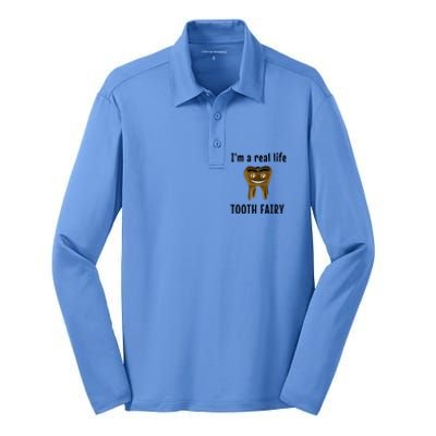 I Am A Real Life Tooth Fairy (D0100980A) Funny Gift Silk Touch Performance Long Sleeve Polo