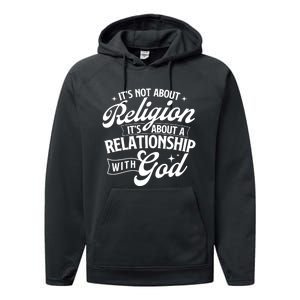 ItS About A Relationship With God Christian Faith Jesus Performance Fleece Hoodie