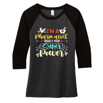 I am a Pharmacist What's Your Super Power Funny Women's Tri-Blend 3/4-Sleeve Raglan Shirt