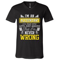 Im An Accountant To Save Time Auditor Auditing Bookkeeper V-Neck T-Shirt