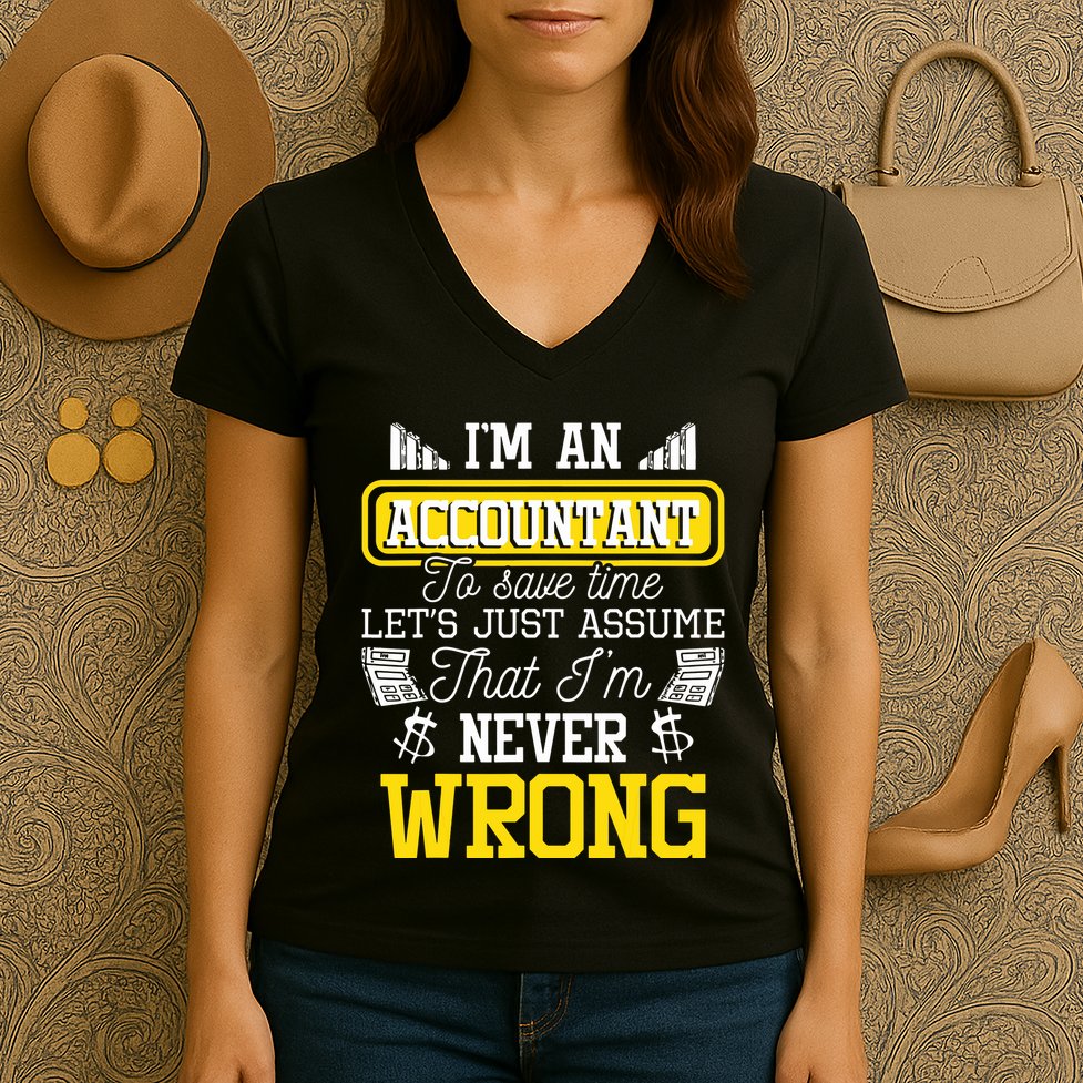 Im An Accountant To Save Time Auditor Auditing Bookkeeper Women's V-Neck T-Shirt
