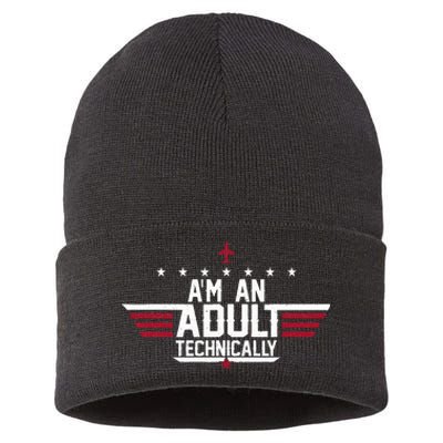 Im An Adult Technically Funny 18th Birthday Tee Sustainable Knit Beanie