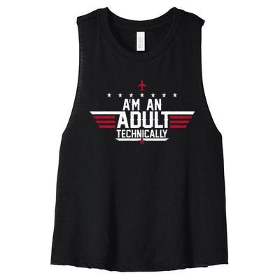 Im An Adult Technically Funny 18th Birthday Tee Women's Racerback Cropped Tank