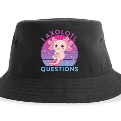 I Ask Axolotl Questions Cute Axolotl Retro Vintage Sustainable Bucket Hat