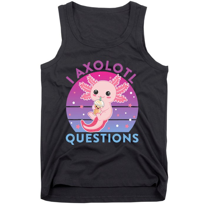 I Ask Axolotl Questions Cute Axolotl Retro Vintage Tank Top