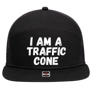 I Am A Traffic Cone, Traffic Cone Costume, Funny Halloween 7 Panel Mesh Trucker Snapback Hat