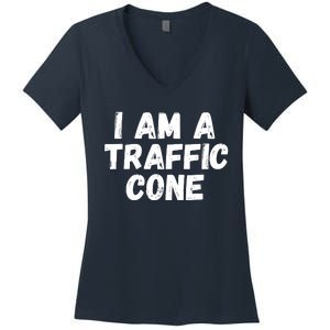 I Am A Traffic Cone, Traffic Cone Costume, Funny Halloween Women's V-Neck T-Shirt