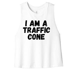 I Am A Traffic Cone, Traffic Cone Costume, Funny Halloween Women's Racerback Cropped Tank