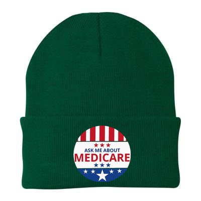 Insurance Agent Broker Sales Marketing Ask Me About Medicare Knit Cap Winter Beanie