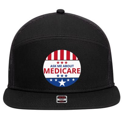 Insurance Agent Broker Sales Marketing Ask Me About Medicare 7 Panel Mesh Trucker Snapback Hat