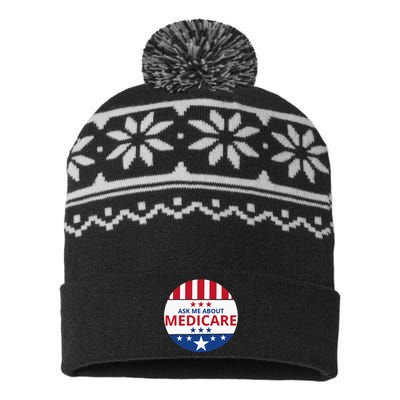 Insurance Agent Broker Sales Marketing Ask Me About Medicare USA-Made Snowflake Beanie