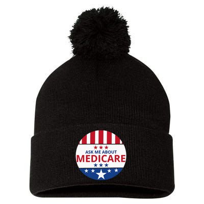 Insurance Agent Broker Sales Marketing Ask Me About Medicare Pom Pom 12in Knit Beanie