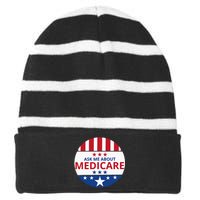 Insurance Agent Broker Sales Marketing Ask Me About Medicare Striped Beanie with Solid Band