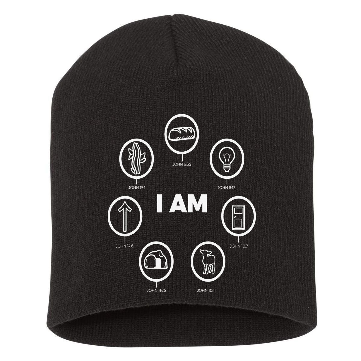 I Am Bible Animations White Design Jesus John Bible Short Acrylic Beanie