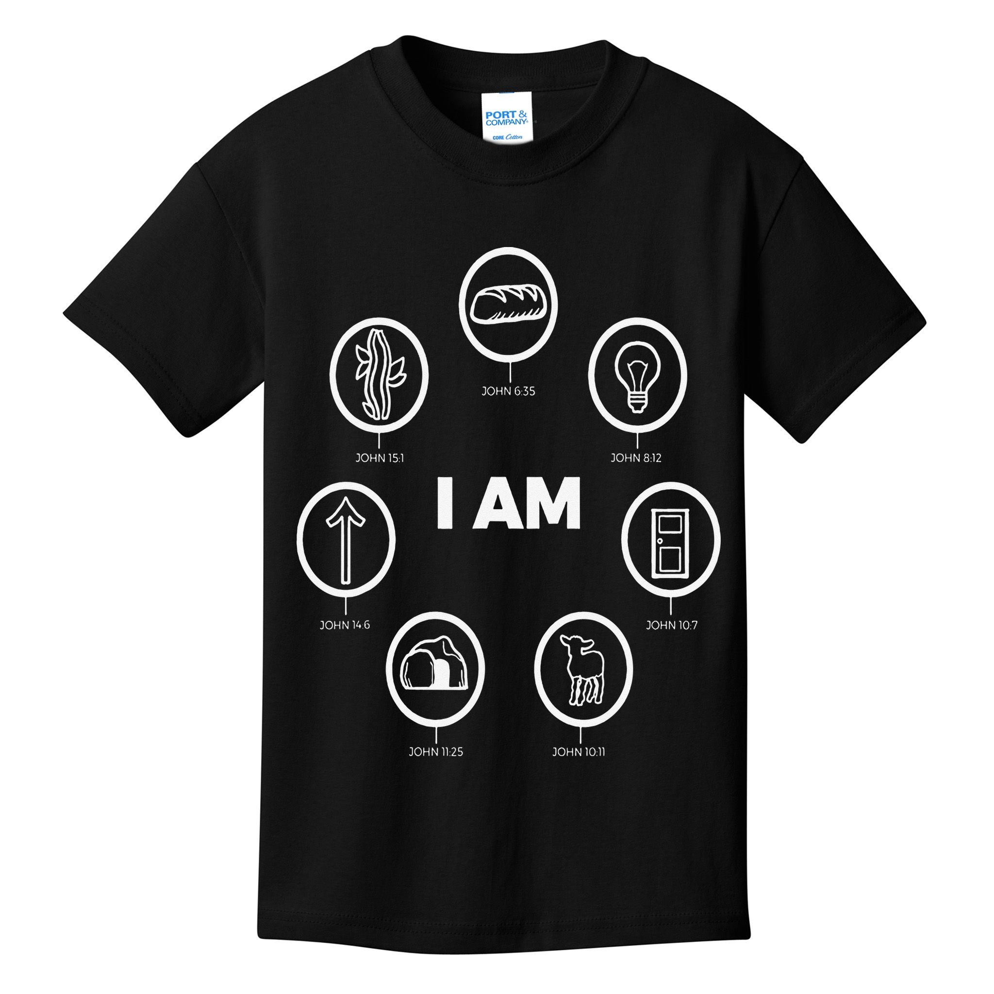 I Am Bible Animations White Design Jesus John Bible Kids T-Shirt