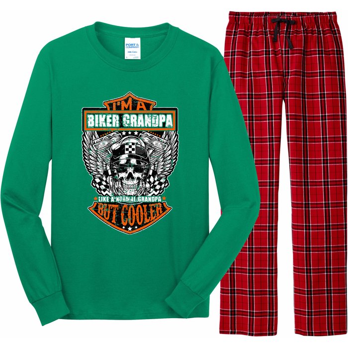 Im A Biker Grandpa Like A Normal Grandpa But Cooler Gifts Long Sleeve Pajama Set