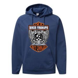 Im A Biker Grandpa Like A Normal Grandpa But Cooler Gifts Performance Fleece Hoodie