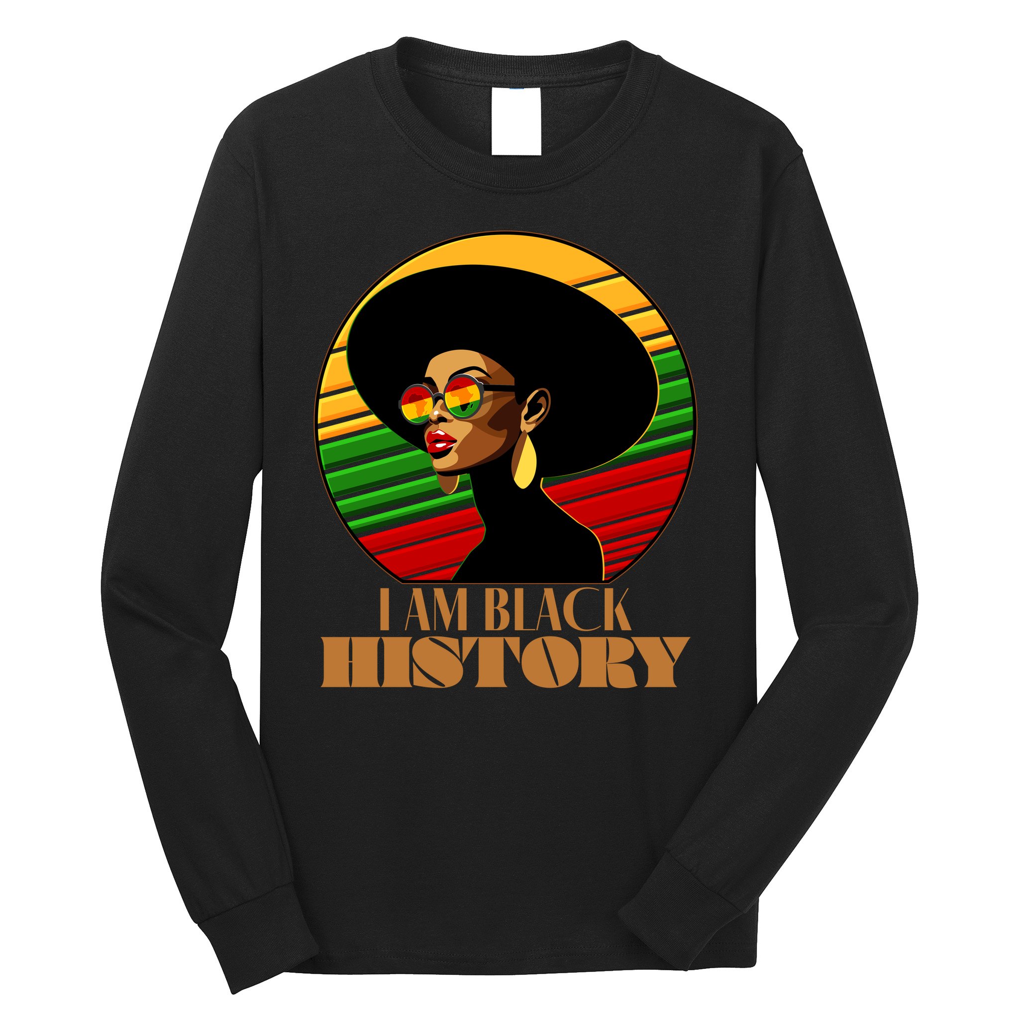 I Am Black History Stylish Black African American Woman Long Sleeve Shirt