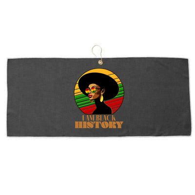 I Am Black History Stylish Black African American Woman Large Microfiber Waffle Golf Towel