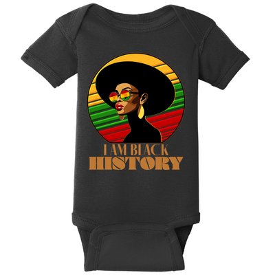 I Am Black History Stylish Black African American Woman Baby Bodysuit
