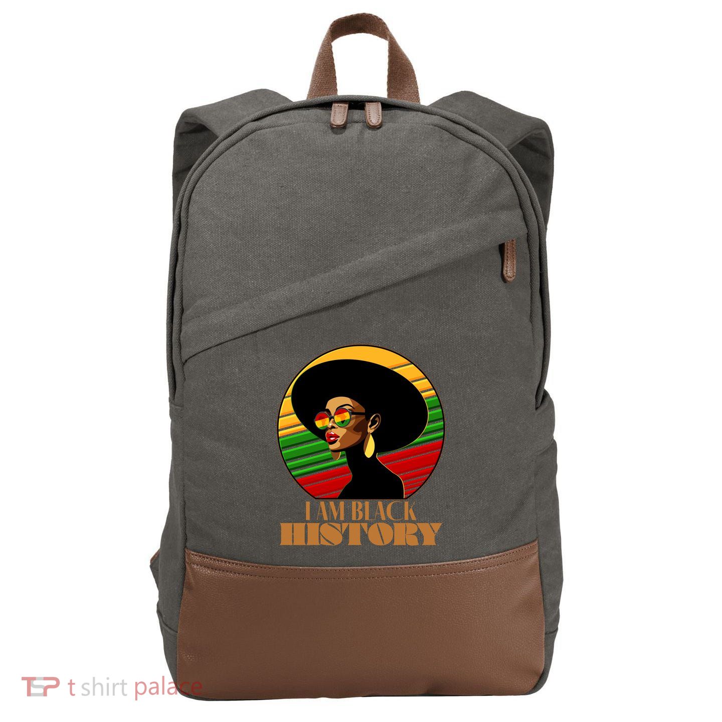 I Am Black History Stylish Black African American Woman Cotton Canvas Backpack
