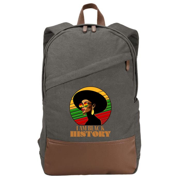 I Am Black History Stylish Black African American Woman Cotton Canvas Backpack