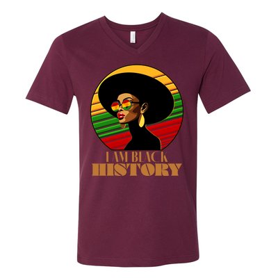 I Am Black History Stylish Black African American Woman V-Neck T-Shirt