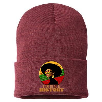 I Am Black History Stylish Black African American Woman Sustainable Knit Beanie