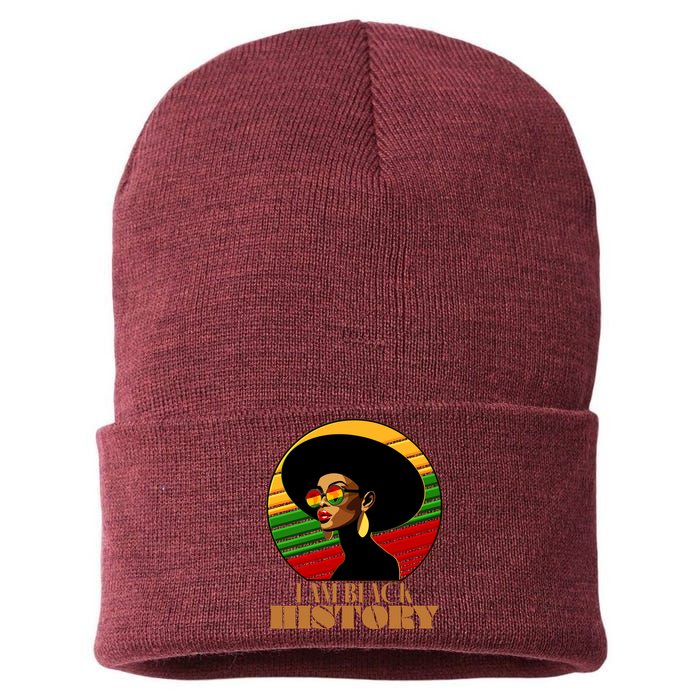 I Am Black History Stylish Black African American Woman Sustainable Knit Beanie