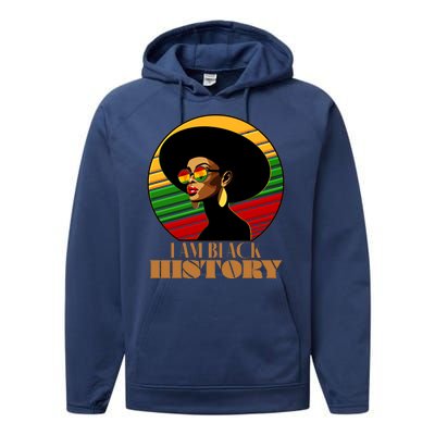 I Am Black History Stylish Black African American Woman Performance Fleece Hoodie