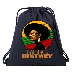 I Am Black History Stylish Black African American Woman Drawstring Bag