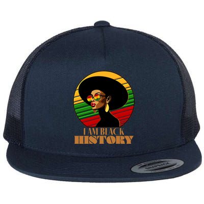 I Am Black History Stylish Black African American Woman Flat Bill Trucker Hat